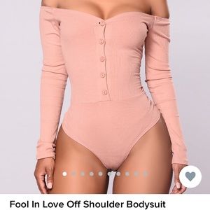 Fashion Nova Buttoned up off the shoulder bodysuit